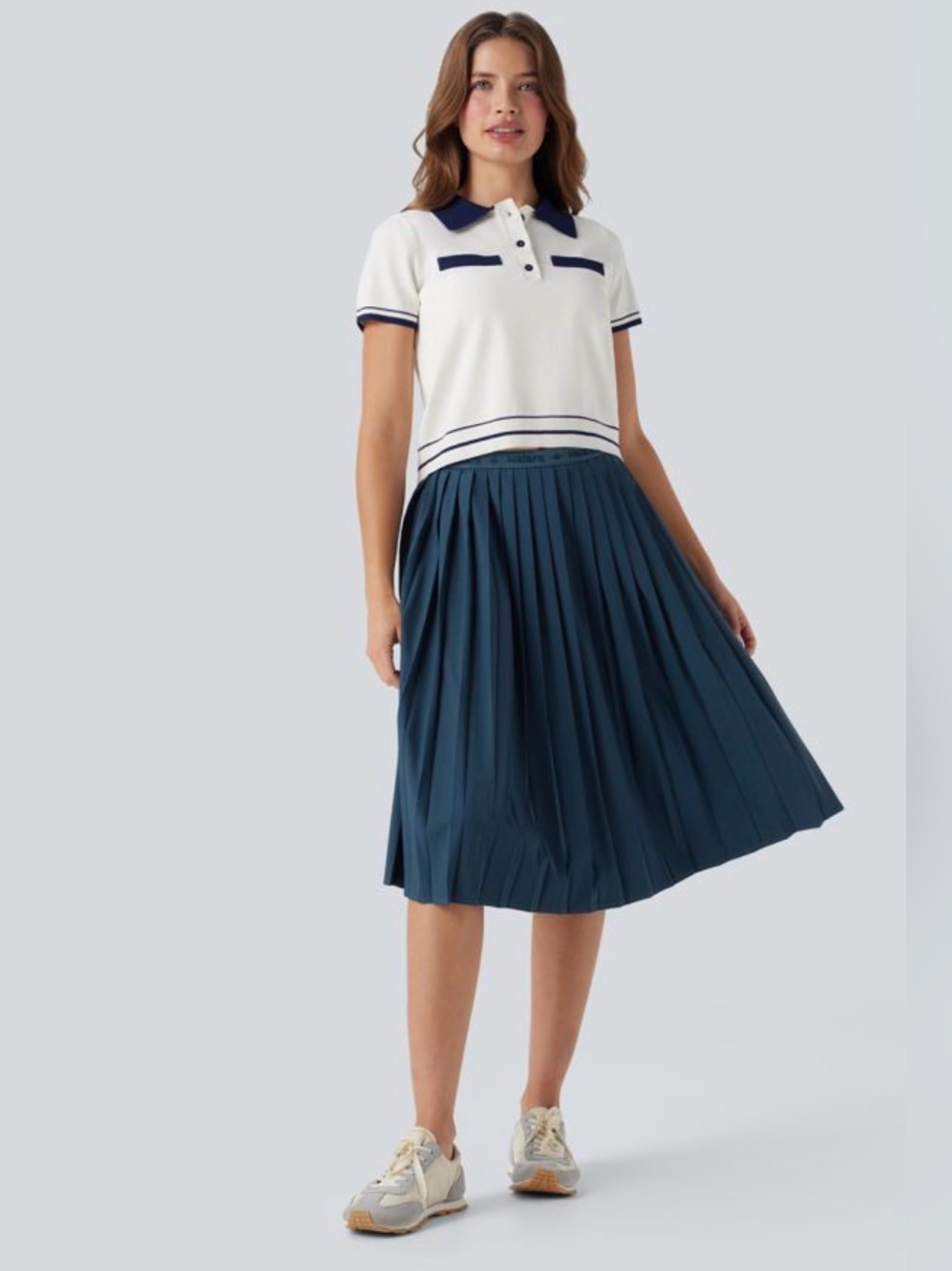 HALARA NWT Pleated Midi Skirt in Deep Teal Blue
